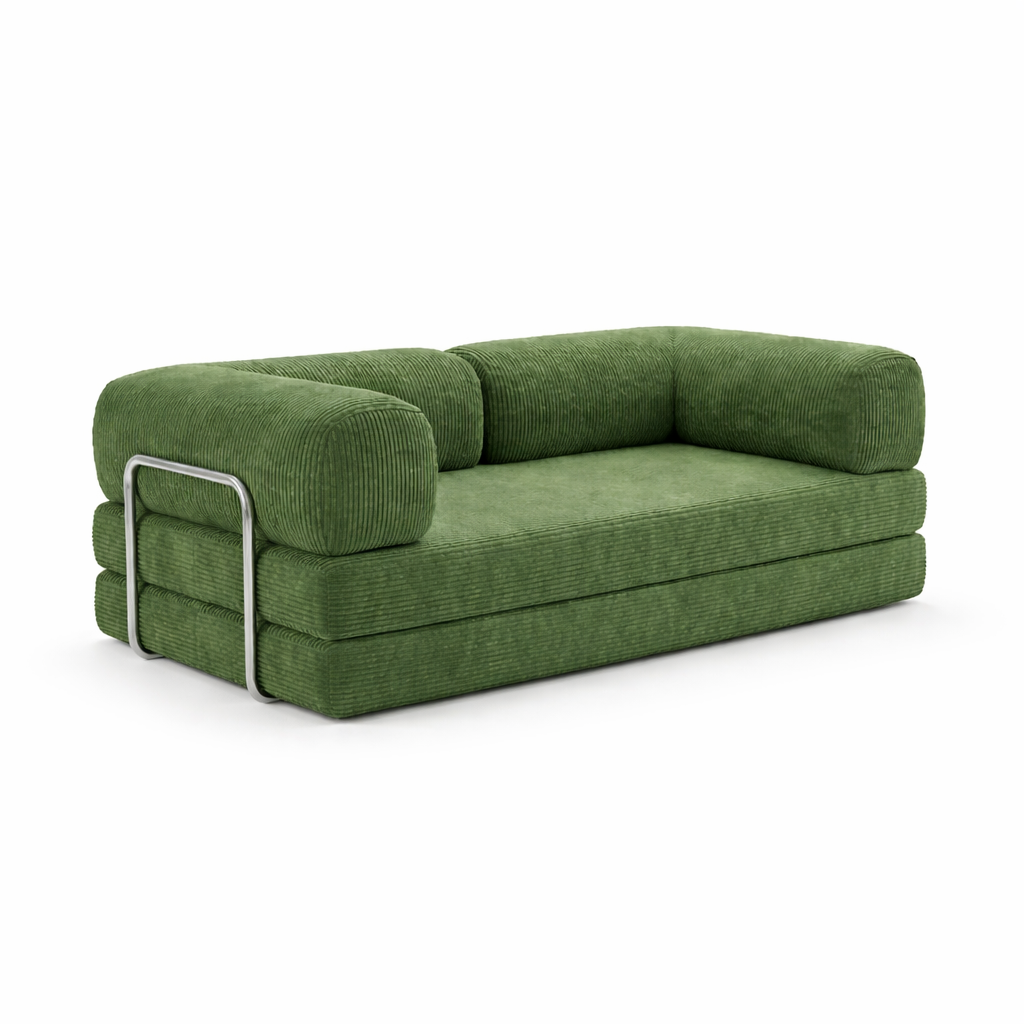 canapé lit convertible velours côtelé vert