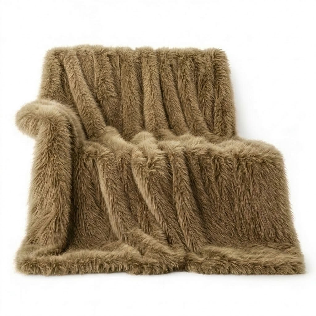 plaid fausse fourrure camel beige douce
