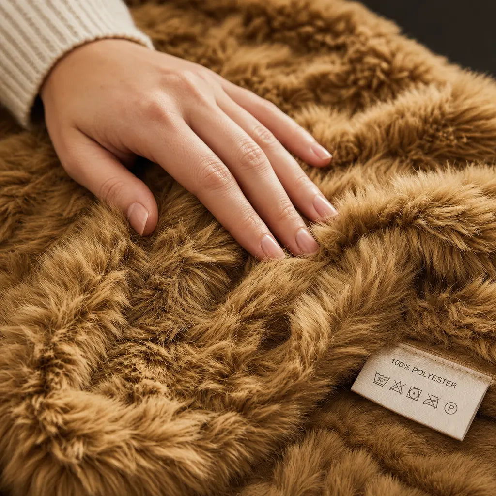 plaid fausse fourrure camel beige douce