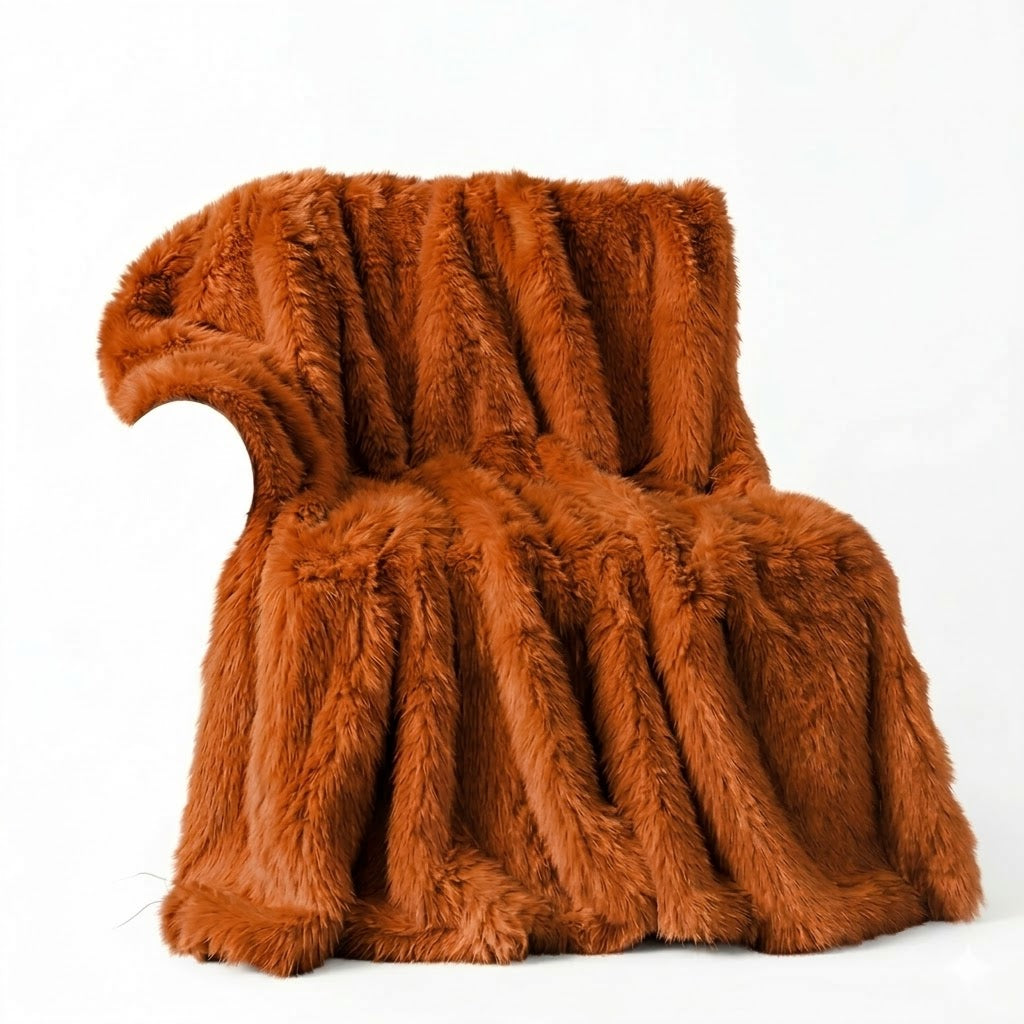 plaid fausse fourrure terracotta roux