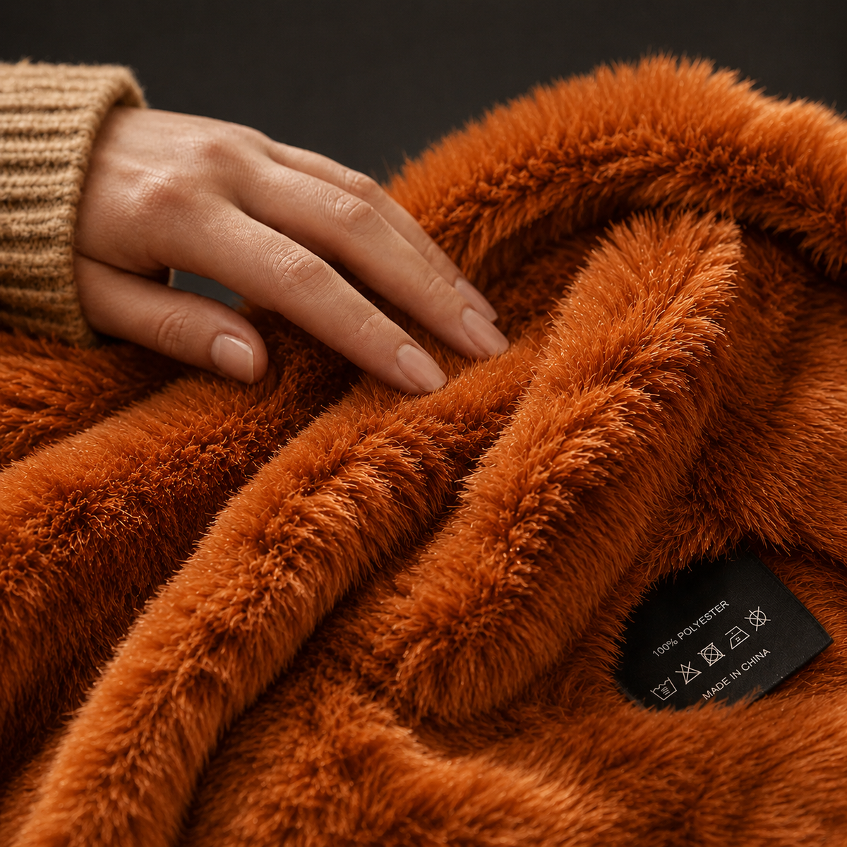 plaid fausse fourrure terracotta roux
